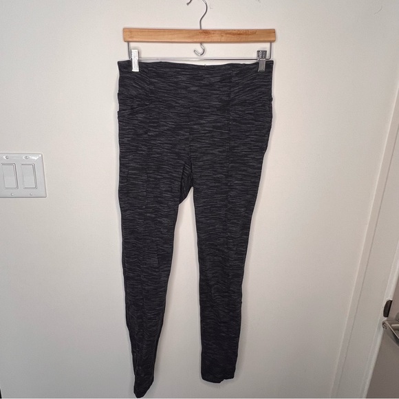 Athleta Metro High Rise Leggings Space Dye Charcoal Gray With Pockets Size Med - Picture 2 of 10